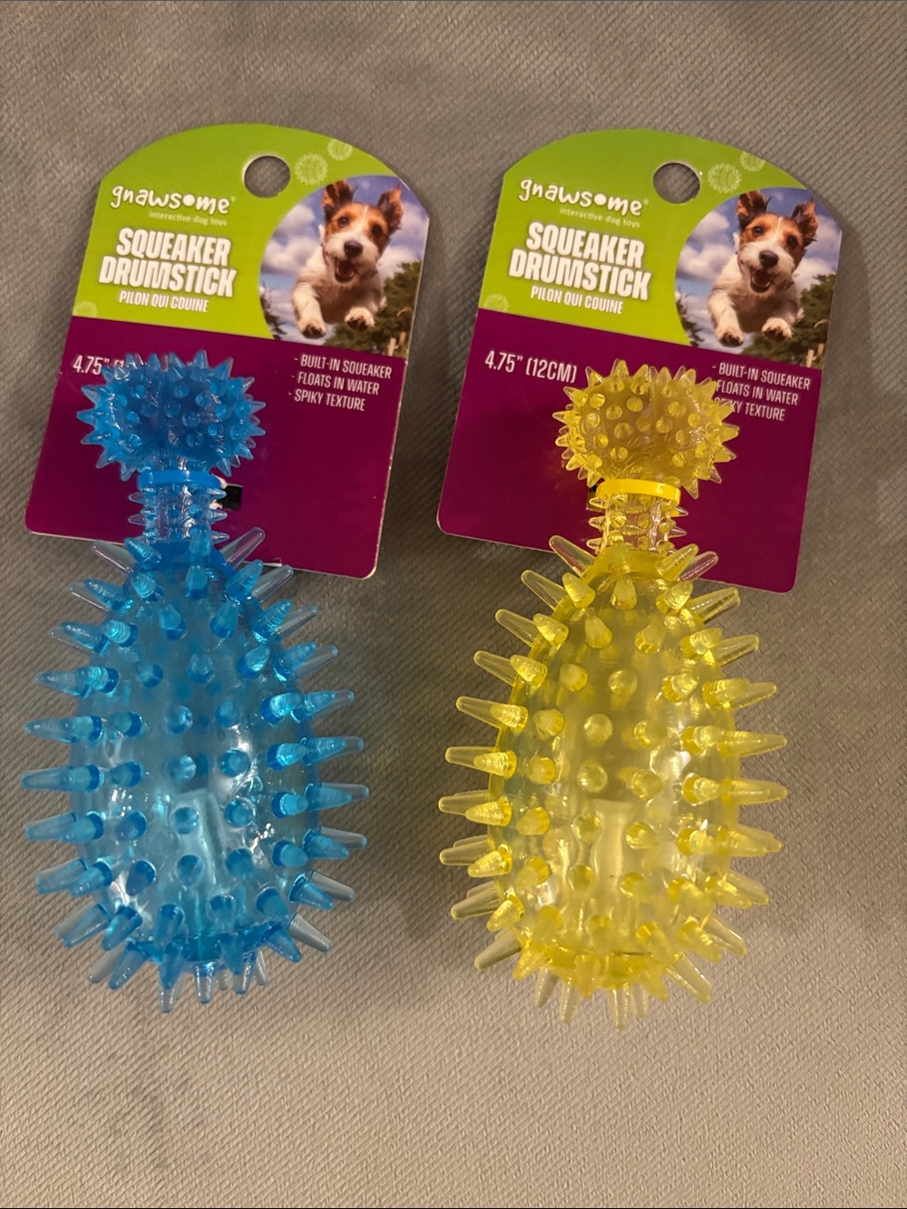 Gnawsome Squeaker Drumstick Dog Toy Set - Blue & Yellow - Picture 2 of 3